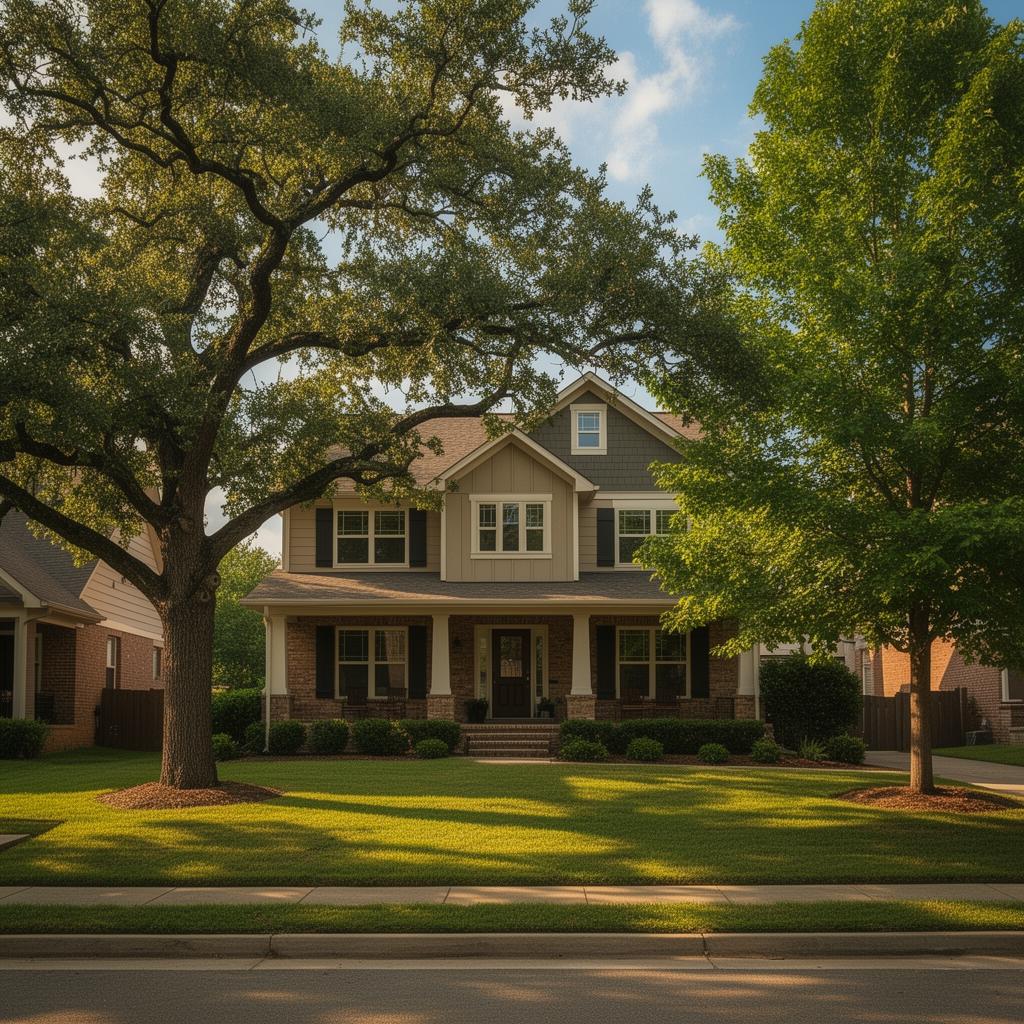 Nashville home with mature shade trees in the front yard